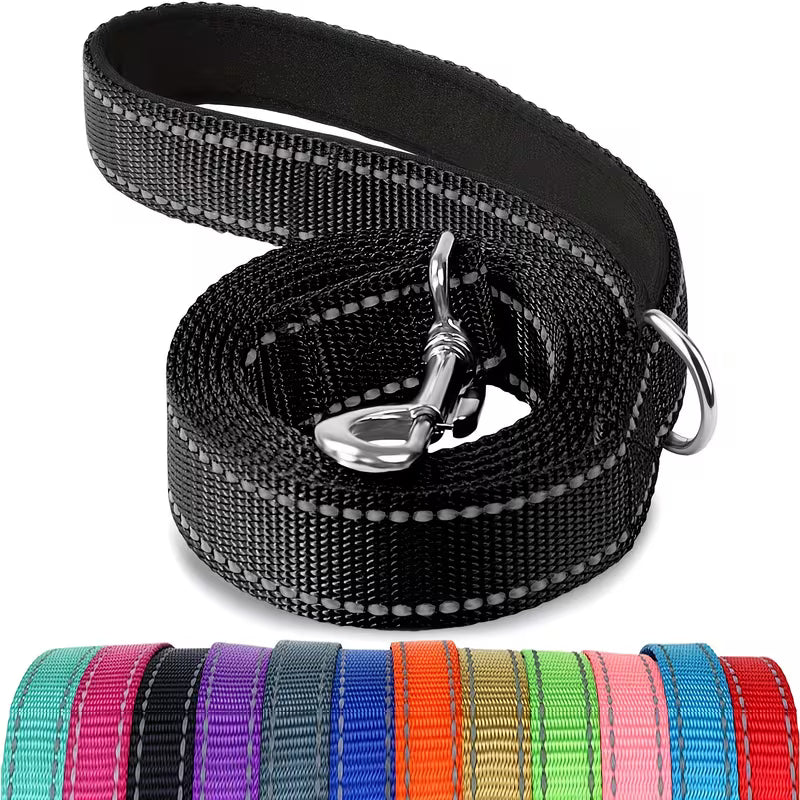 Reflective Dog Leash with Padded Handle, 5 Feet Long And 1 Inch Wide